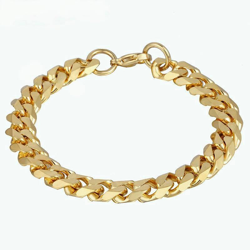 

Браслет с кубинскими звеньями из нержавеющей стали 3/5/7/9/11 мм, длина 22 см 11mm золотой