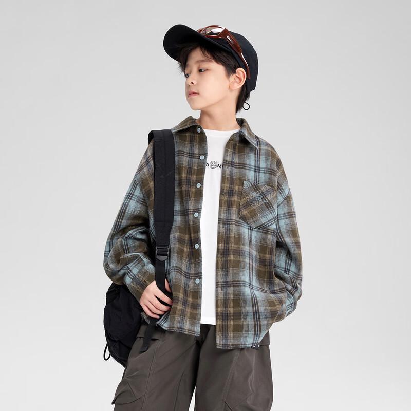 Zuoxi Boys' Plaid Long-Sleeve Shirt