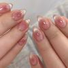 24Pz Unghie Finte Press on Ovali Corte Rosa Semplici Ombré Primaverili per Donne&Ragazze Dolci Sassy Cool Rimovibili Indossabili Nail Art