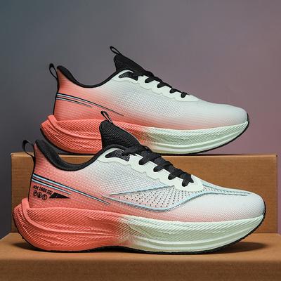 Guochao Youth Ultra-light Shock Absorption and Non-slip Racing Running Shoes Men's Mesh Breathable Real Explosive Carbon Board Casual Sports Shoes