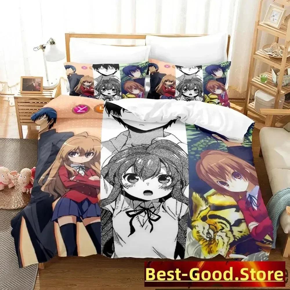 Anime Toradora TIGER DRAGON Bedding Set Duvet Cover Sheet Printed Bed Set Pillowcase Bed Full Queen King Size Comforter Bedroom