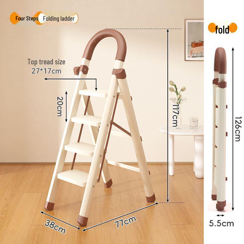 Household Indoor Folding A-Frame Ladder: Multifunctional Clothes and Quilt Drying Rack with Four to Six Steps