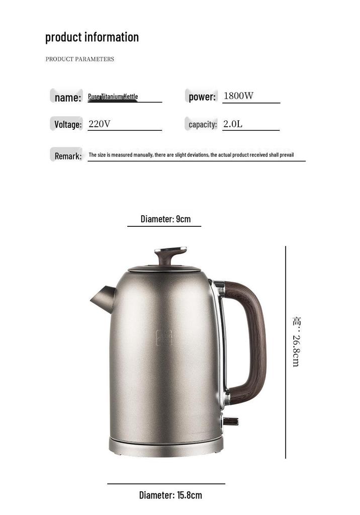 To Yi Large Capacity Pure Titanium Electric Kettle for Tea, Auto Shut-Off