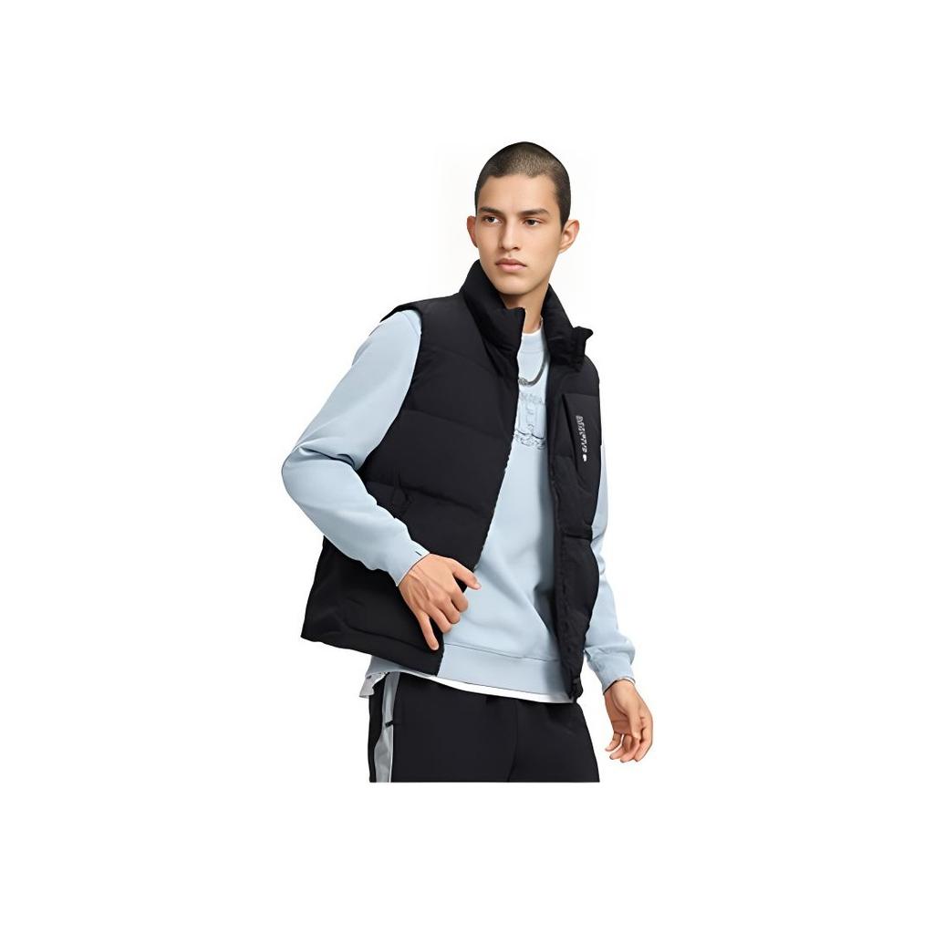 Li Ning Badfive Color Block Warm Stand Collar Down Vest Men Vests Black AMRR011-3