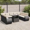 VidaXL Garden Lounge Set 10 Pcs with Cushions Black Wicker 3326697