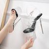 European And American Fashion Summer New  Sandals Slim Heel Waterproof Platform Banquet Show Transparent Crystal Open-Toe