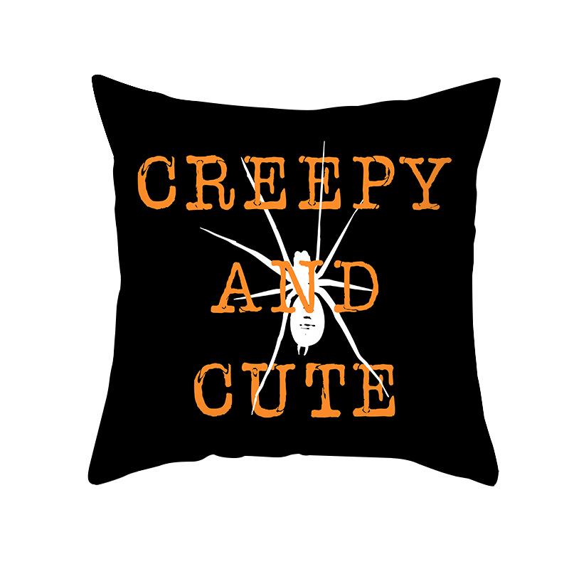 New Nordic Halloween Throw Pillow Cover Black Letter Print Sofa Cushion Cover Cushion Cover Home