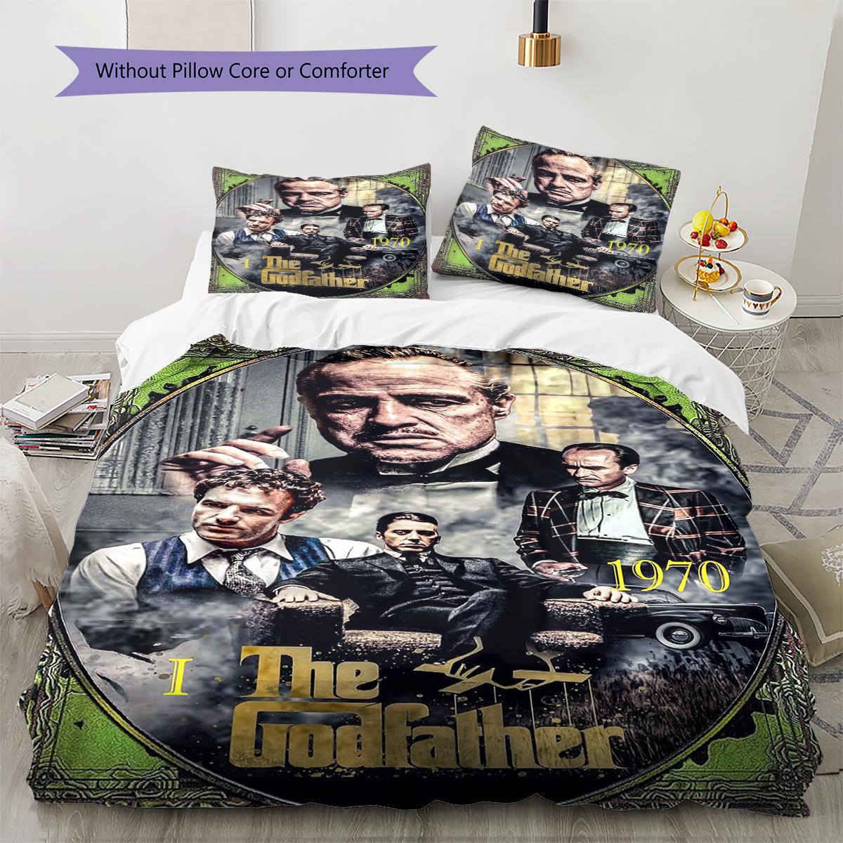 

The Godfather Pattern Bedding Quilt Set Quilt Cover Pillowcase Home Decoration Gift (1 * duvet cover + 2 * pillowcase, without core) 135x200cm
