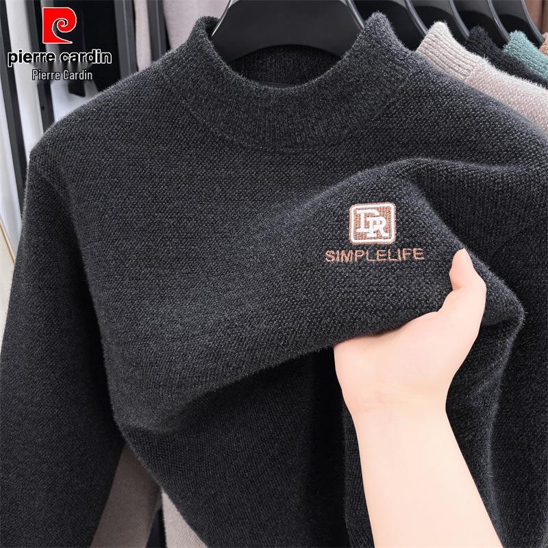 Pierre Cardin Men s Brushed Thick Sweater - Winter Warm Half-High Collar Knitwear 4XL (190) for 190-210 jin