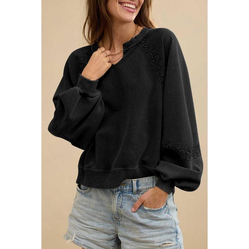 

DAFIFY Женские модные повседневные весенне-осенние однотонные блузки и рубашки с v-образным вырезом и длинным рукавом с принтом S чёрный