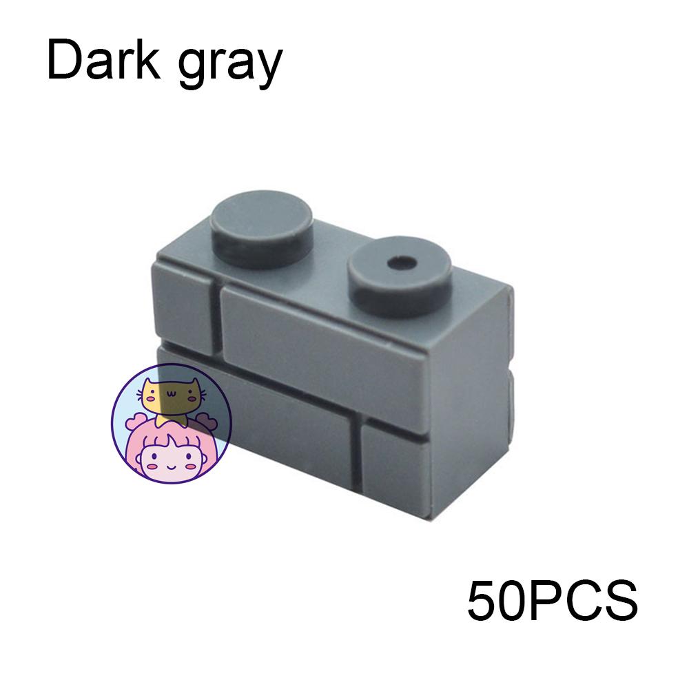 50pcs Wall Striped Bricks MOC 1x2 Building Blocks Toys Palace Castle Creative Figures Military House Wall Transparency Parts