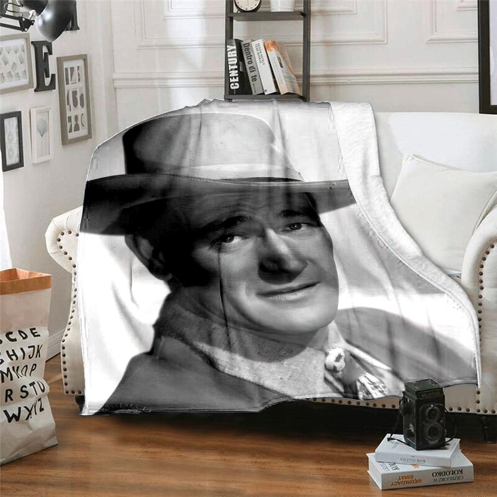 1pc John Wayne Retro Black and White Poster blanket, al season lightweigh Poster blanket home office outdoor nap multifunc Poster blanketional blanket