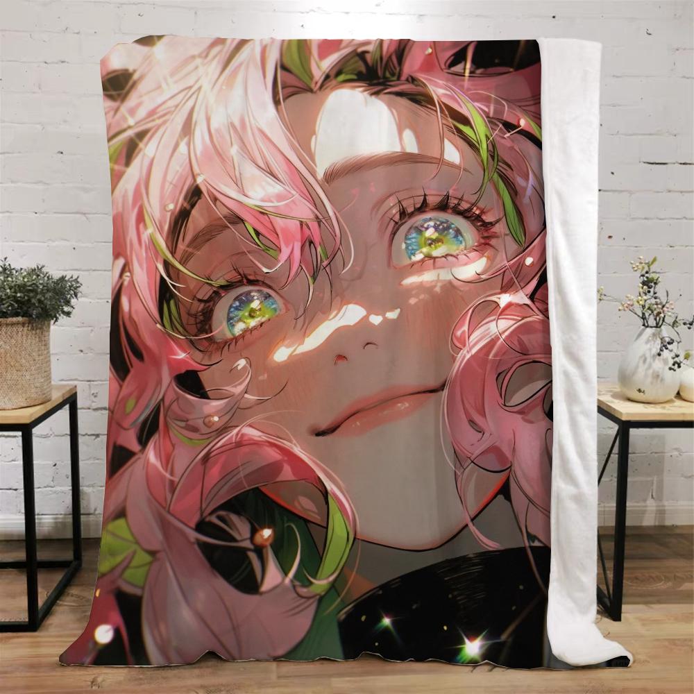 Demon Slayer-Kanroji Mitsuri Warm Winter Blankets for Sofa Cover Blanket Beach Towel Luxury Bedding Fluffy Plaid Bed Throw Knee
