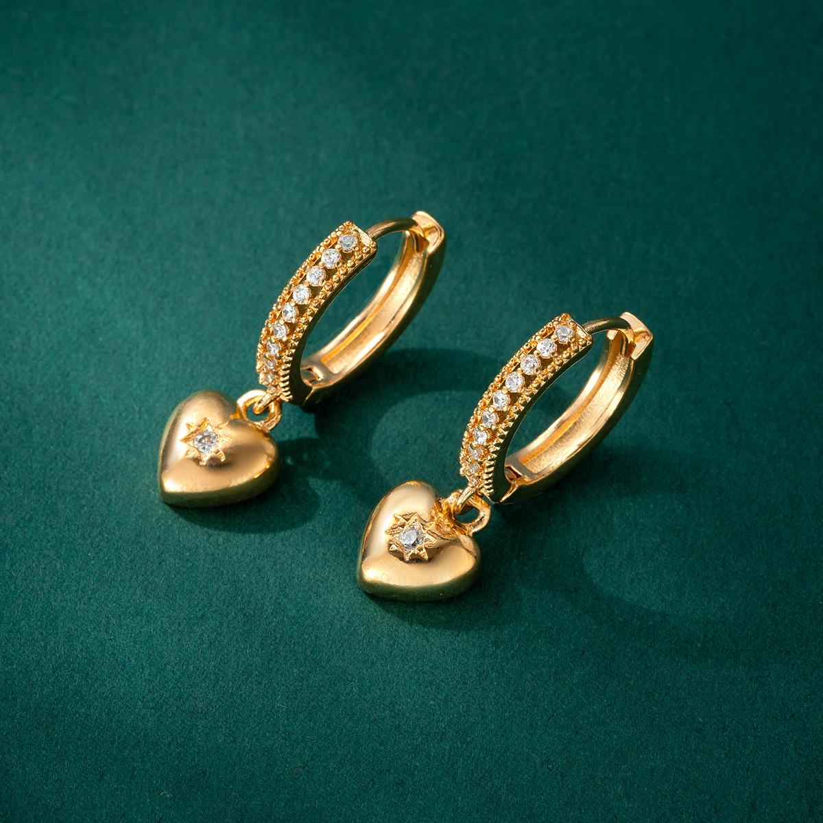 

Золотые космические серьги | Дизайн «Звезда, Луна, Крест, Сердце» | Роскошные украшения из циркония для женщин