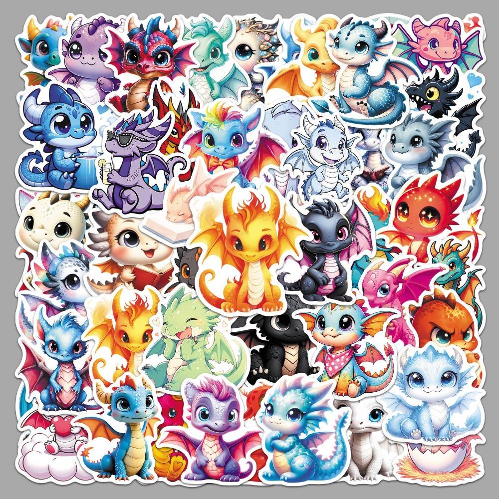 50Pcs Cartoon Flying Dragon Stickers Cute Anime Pet Dinosaur DIY Phone Laptop Scrapbook Notebook Waterproof Sticker Decoration
