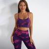 Women Yoga Set High Waist Leggings Seamless Tops Workout Sportswear Fitness Tie Dye Purple Tracksuit