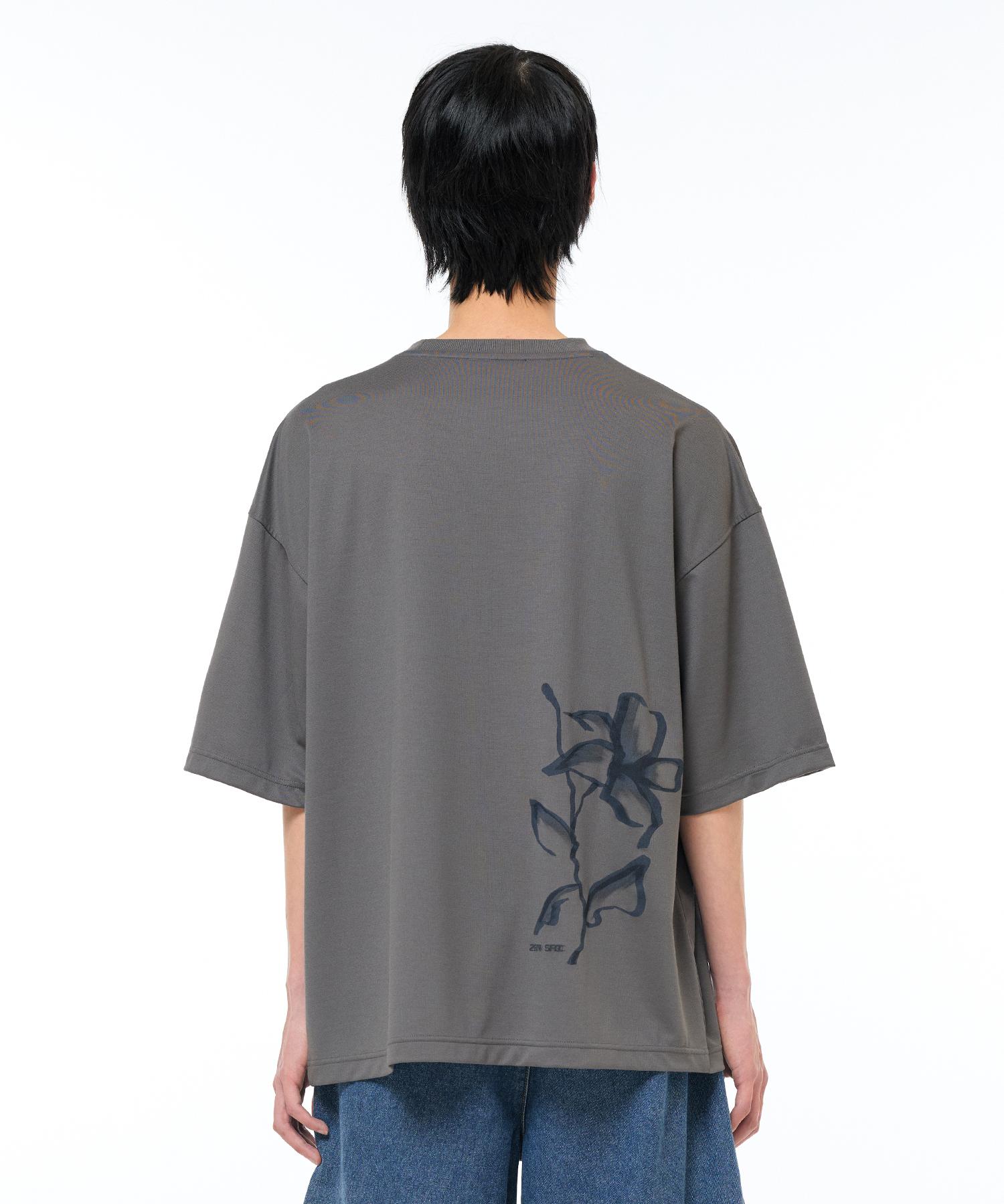 Zensai Floral Strokes Graphic T-Shirt Gray/L