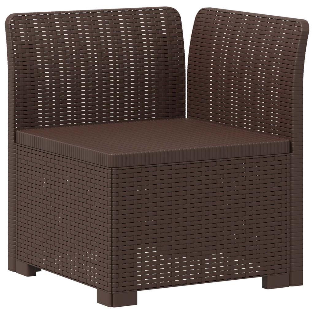 1 Seater Garden Sofa Rattan Look PP Brown