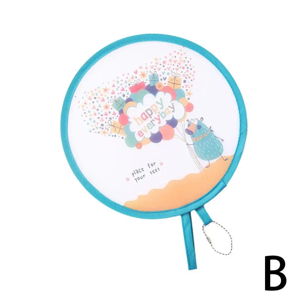 Mini Portable Folding Fan Portable Cartoon Pocket Cloth Embroidery Flower Silk Gift Round Fan Creative Fan Fans Foldable M3F5