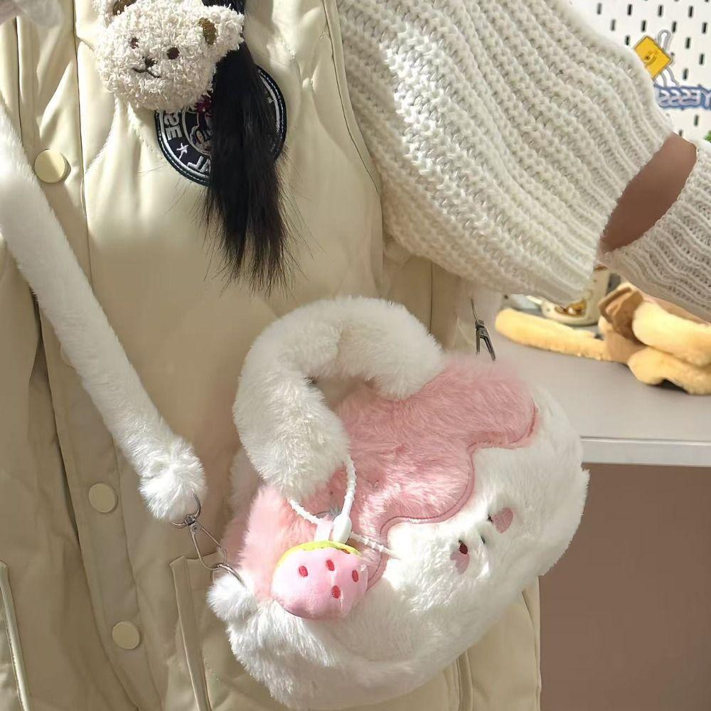 with Plush Pendant Children Backpack Plush Cartoon Shoulder Bag Pudding Crossbody Bag Students