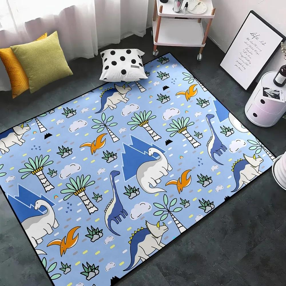 Boys Bedroom Dinosaur Rug Cartoon Dino Area Rugs Funny PlayMat Cute Printed Carpet Polyester Floor Mat Living Room Decor Doormat