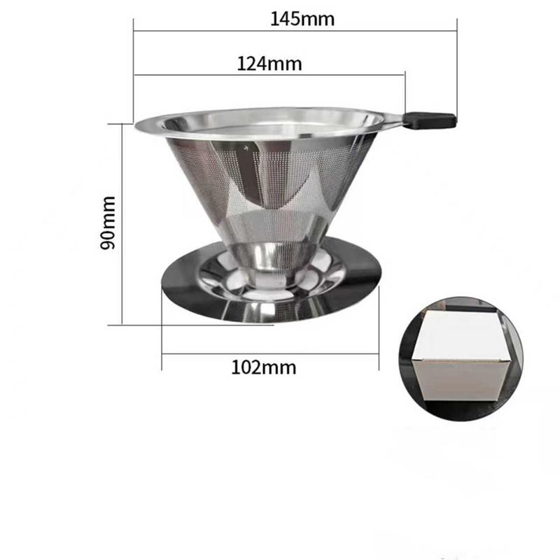 Stainless Steel Pour Over Coffee Filter, Reusable Fine Mesh Cone Dripper, Paperless Coffee Strainer For Home Office Brewing