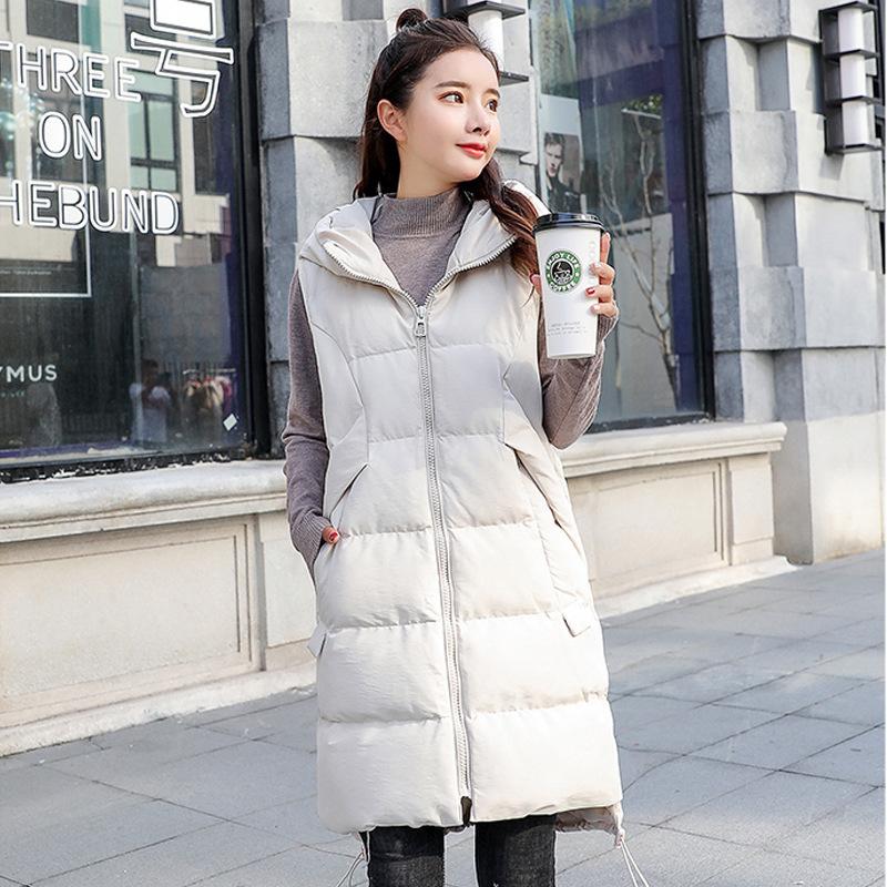 

Medium and long down cotton vest women s autumn and winter new loose outer vest cotton jacket XXXL белый
