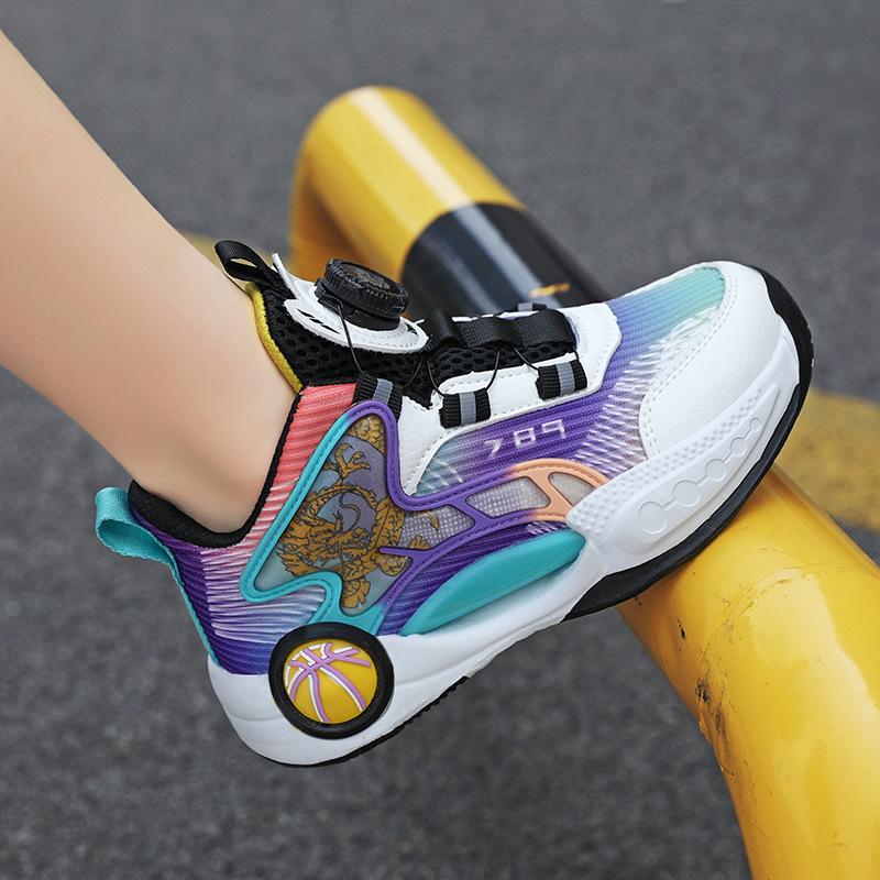 Children's basketball shoes friction sound spring mesh breathable new boys and girls sports shoes wear-resistant and non-slip