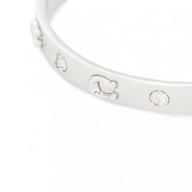 COACH Brand letter logo design glass brass bracelet women's silver