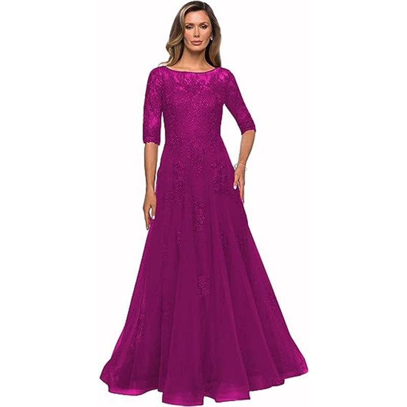 Abendkleid Elegantes Spitzen Brautkleid Damen Formell Ärmel Tante Kleid Kleid