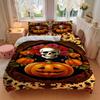 3Pcs Halloween Skull Pumpkin Bedding Set Soft Fabric Duvet Cover Pillowcases Home Christmas Xmas Halloween Gift 1 Duvet Cover 2 Pillowcase Eg116
