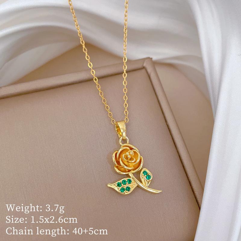 Copper Micro-Inlaid Love Fashion Light Luxury Temperament Gorgeous Full Diamond Necklace Female Versatile Collarbone Chain Titanium Steel