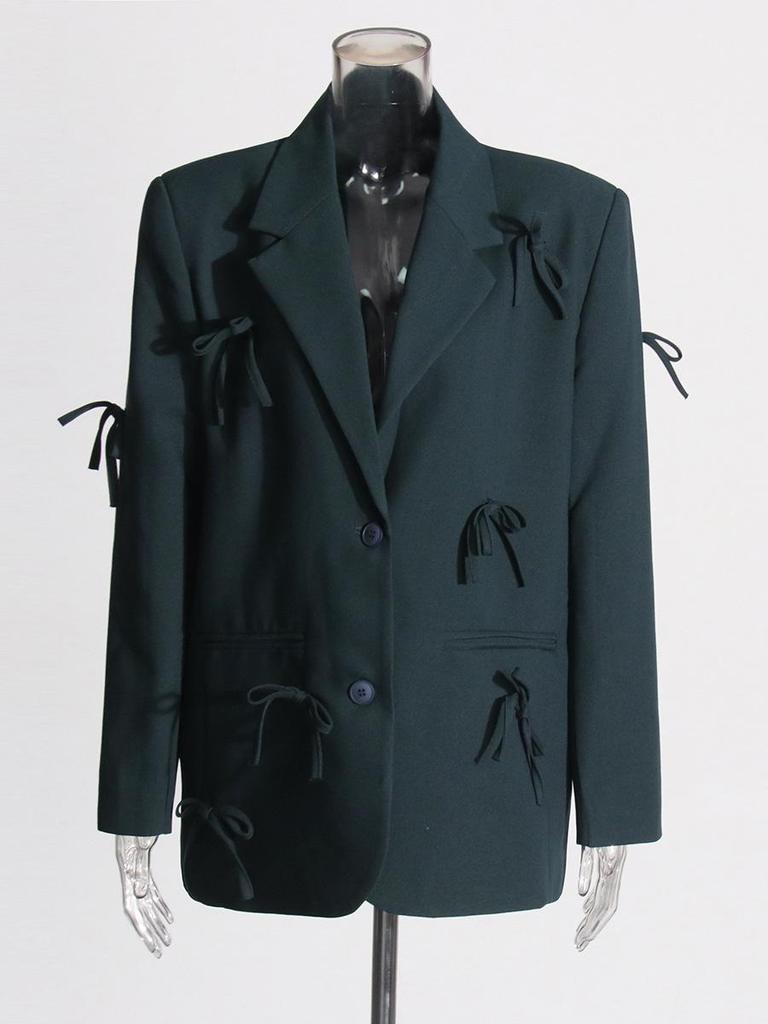 Summer 2026 Women's Casual Blazer with 3D Bow Patchwork Design
