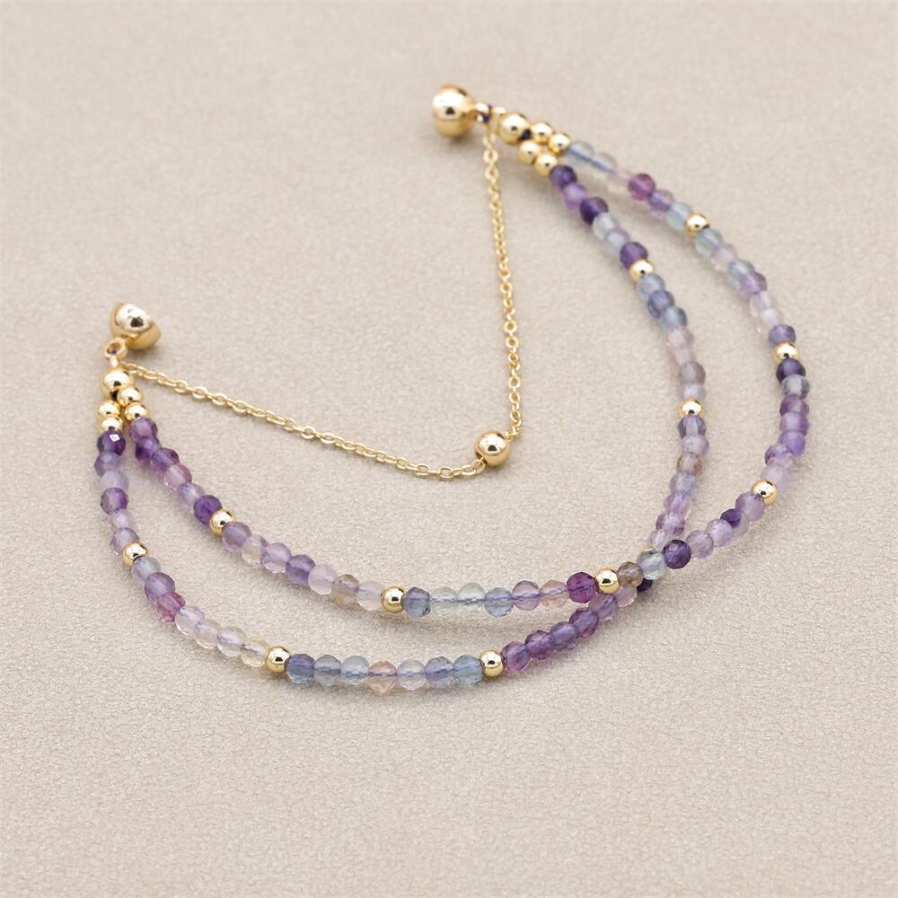 Brățări cu șuvițe realizate manual de 3 mm cu gradient dublu strat de fluorit colorat Brățară magnetică placată cu aur Bijuterii pentru femei