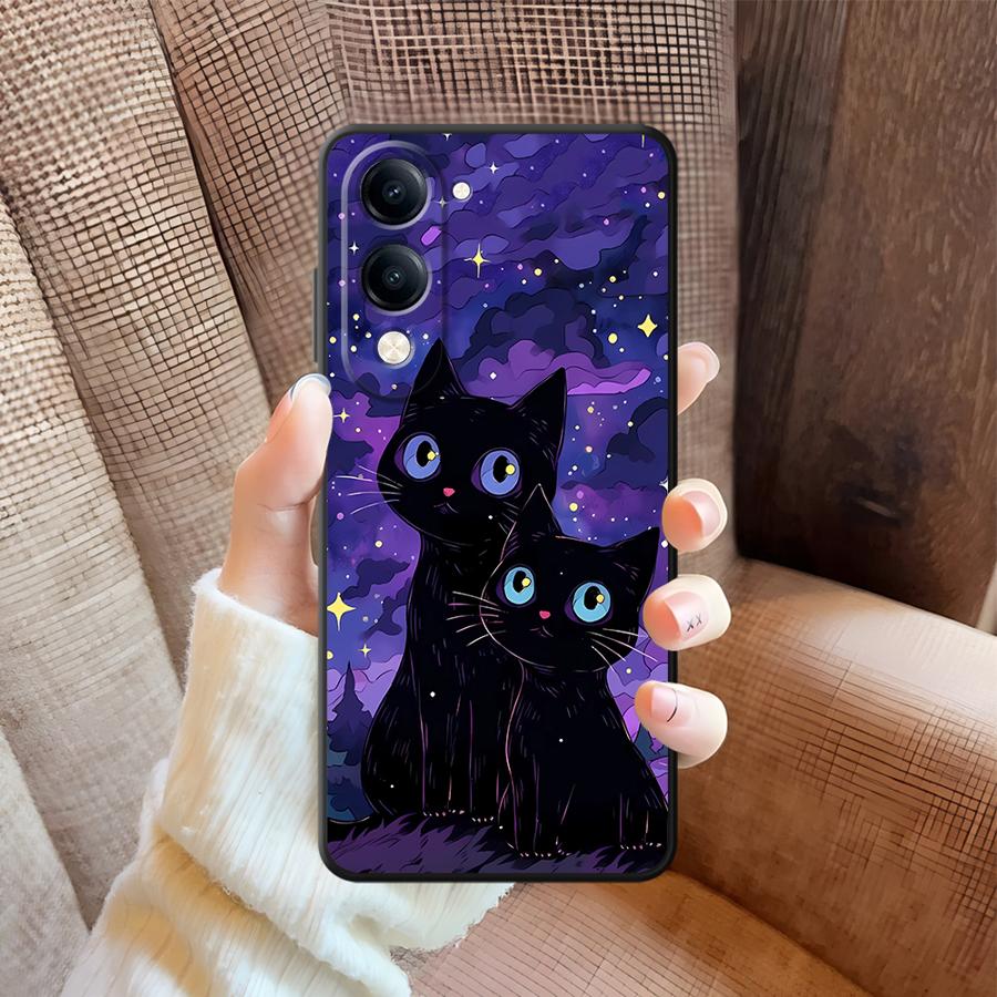 Starry Sky Cat Cartoon Case for Vivo Y75 Y81 Y51S Y78 V29 V21E V23 V25 V30 Y50 Y95 Y52S Y93 Y53S Y71 Y91 V27 Soft Back Phone