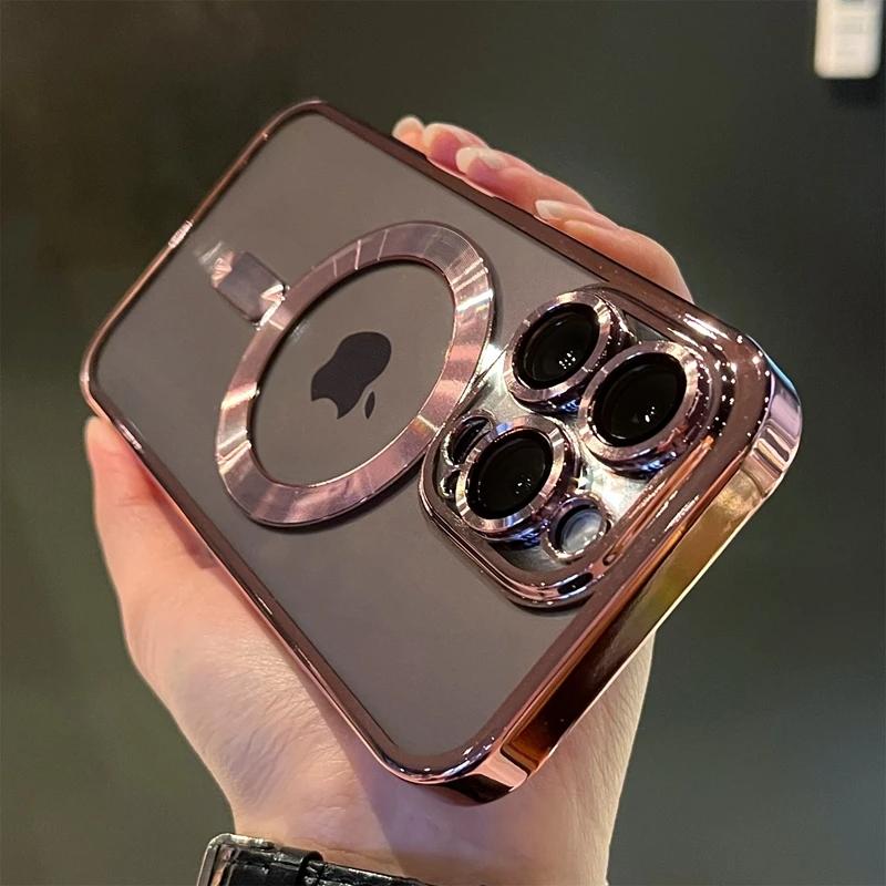 Luxury Transparent Magsafe Wireless Charging Case For iPhone 11 12 13 14 15 16 Pro Max Plus X XS XR Magnetic Soft Silicone Cove