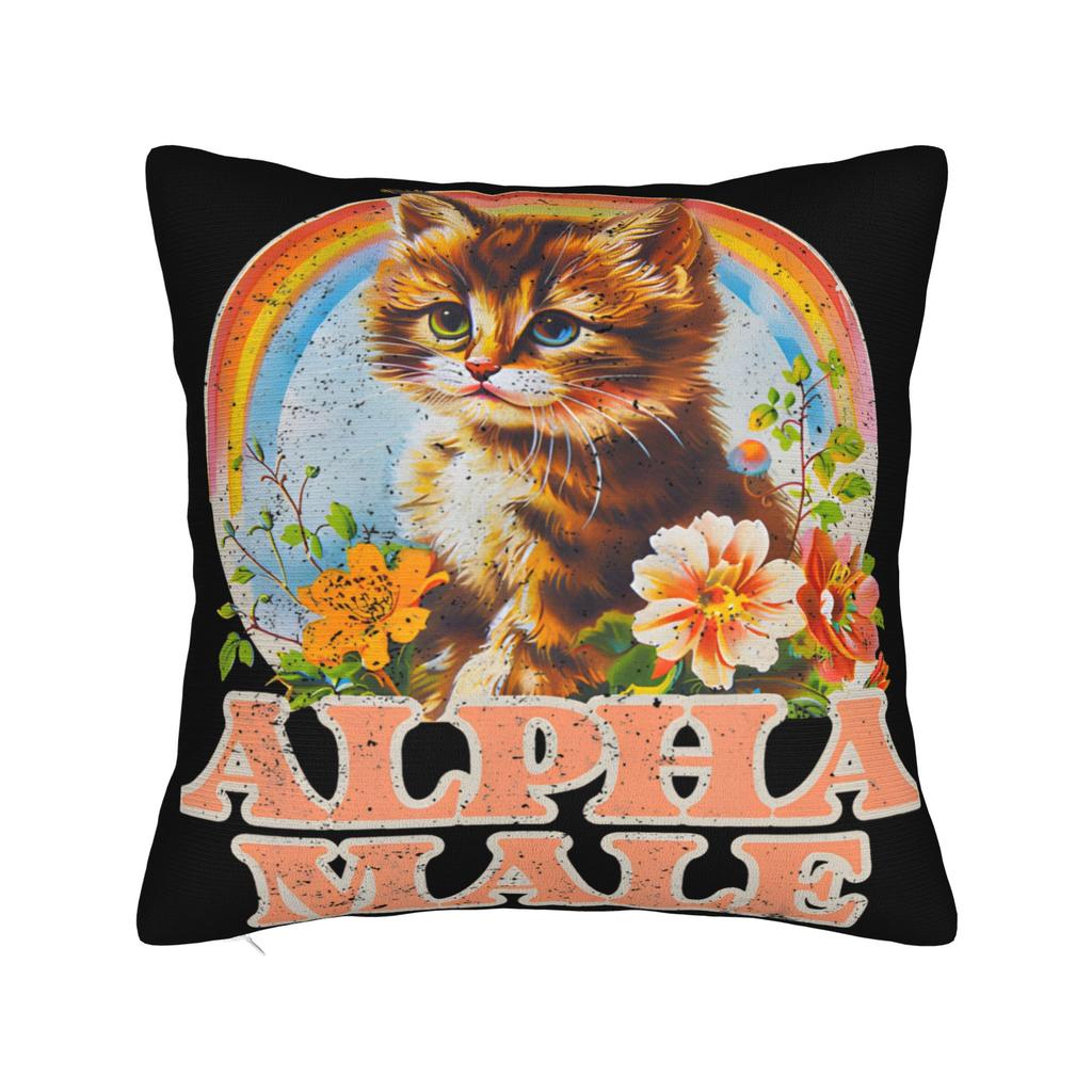 Alpha Male Cat Kitten Funny Pillow Covers Product Printed Cushion Cover Decorative Pillow Case Cover Home Multiple Sizes