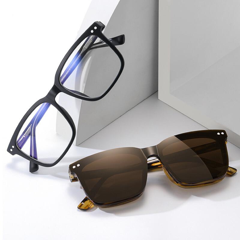 NOUVEAU dans Lunettes Optiques Myopie à Clip Magnétique TR90 Lunettes de Soleil Anti-Reflets pour la Conduite Teintes Noires Prescription Personnalisée