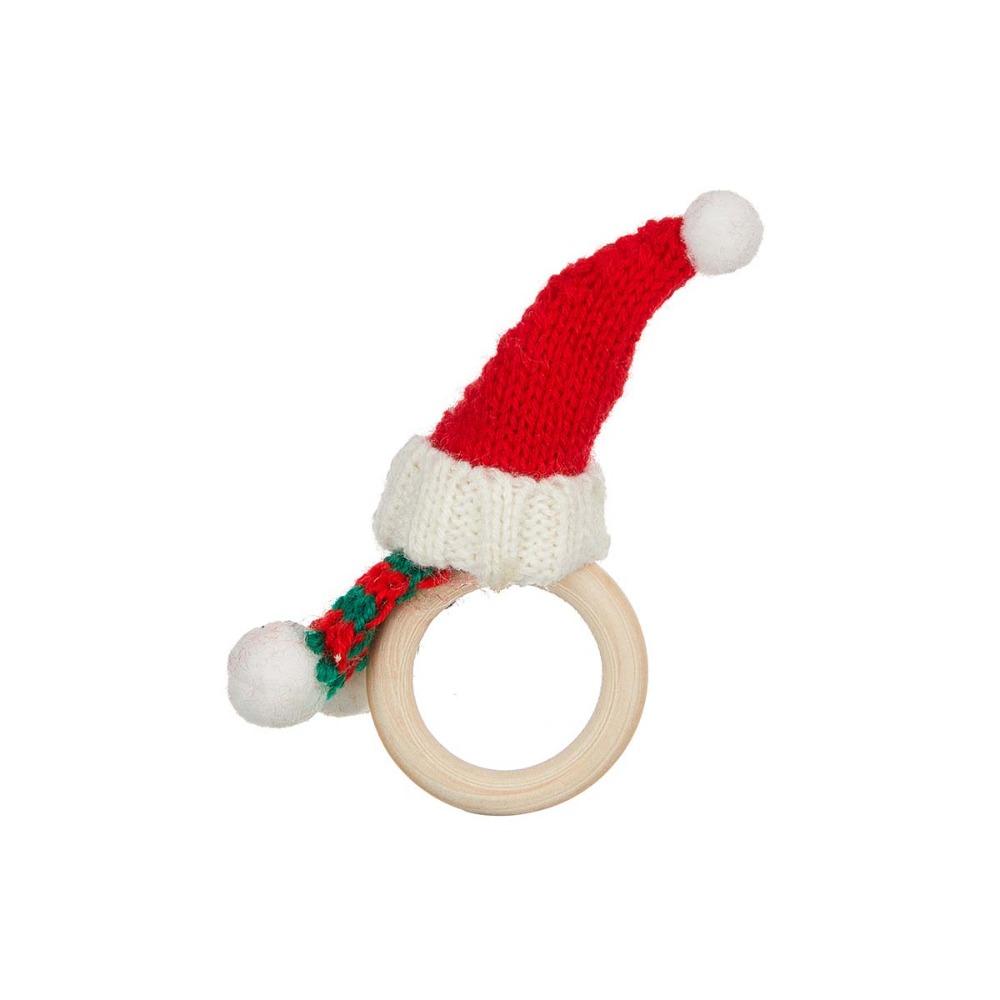 6 ks Dřevěný držák na ubrousky Ručně vyráběná spona na ubrousky Roztomilé vánoční čepice Kroužky na ubrousky Nový rok