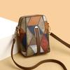 Crossbody Shoulder Bag Vintage Geometric Ladies Phone Bag Patchwork Colorblock Purses Double Layers Detachable Shoulder Strap Lady Purse Commute