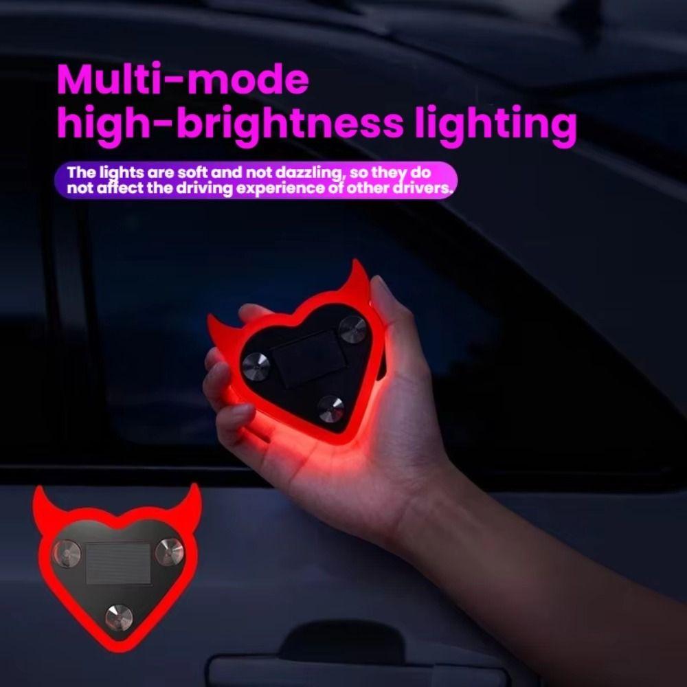 Suction Cup Solar Car Light Heart Shape Design Atmosphere Neon Light  Car Interior