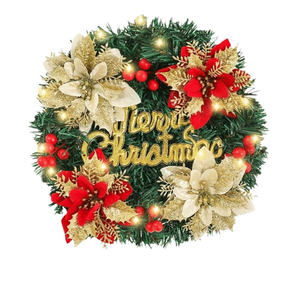 Pendant With Flower Christmas Wreath Home Decor 30CM Christmas Decoration Red Artificial Door Hanging Rattan Winter