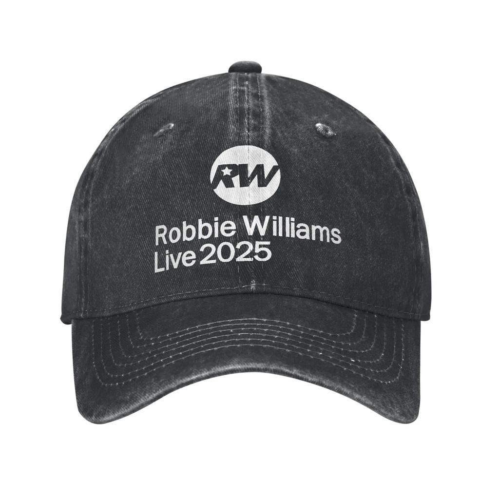 Vintage Robbie Williams Live 2025 Concert Baseball Cap for Unisex Women Distressed Washed Snapback Hat RW Singer Outdoor Gift Hats