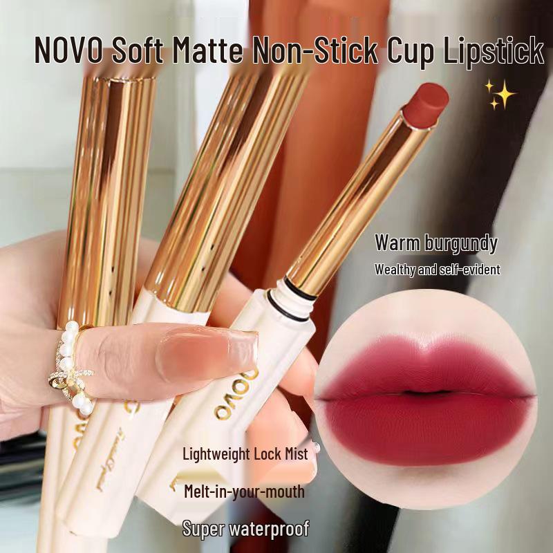 NOVO5979 Soft Mist Matte Velvet Long-Lasting Lipstick - High Pigment & Non-Stick Lip Gloss