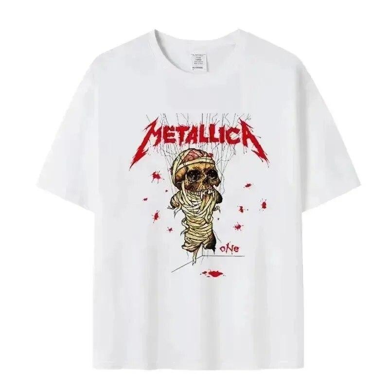 Summer Unisex T-Shirt Vintage Metal Rock Lightning Print Cotton Top Oversized T-Shirt Women T-Shirt Unisex Clothing