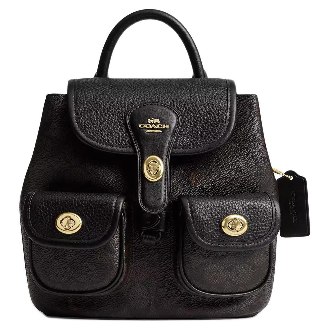 

Coach Hadley 23 Logo Metal Logo Smooth Leather Backpack Medium Women backpack Walnut CBH10-IMXAQ Gift Box Set (Basic Set+Yellow Box)