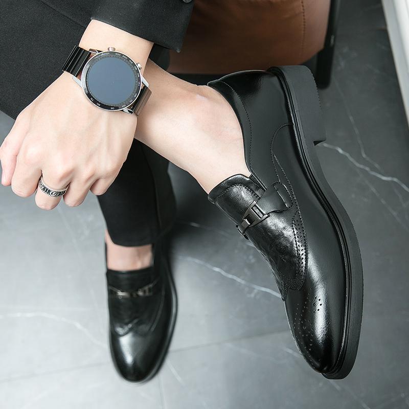 Pánské mokasíny Neformální Trend Mokasíny Kožené Boty Kovová Módní Spona Evropský styl Černá Hnědá brogue Pánské Boty