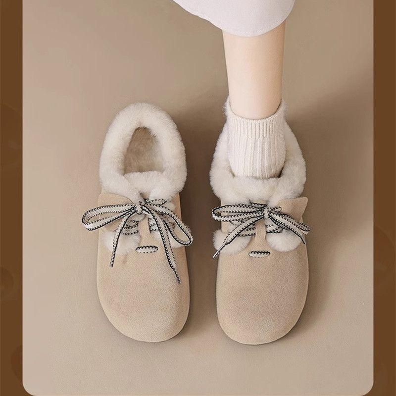 

женские бархатные теплые туфли Doudou на толстой подошве, новые зимние уродливые и милые повседневные сноубутсы, пушистые хлопковые туфли 40 абрикосовый