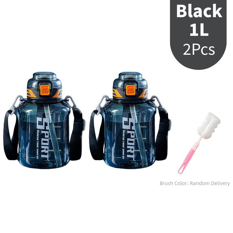 1000ml/1500ml Large Capacity Sports Water Bottle LeakProof Plastic Drinking Bottles Outdoor Travel Cycling Hiking Gym Drinkware
