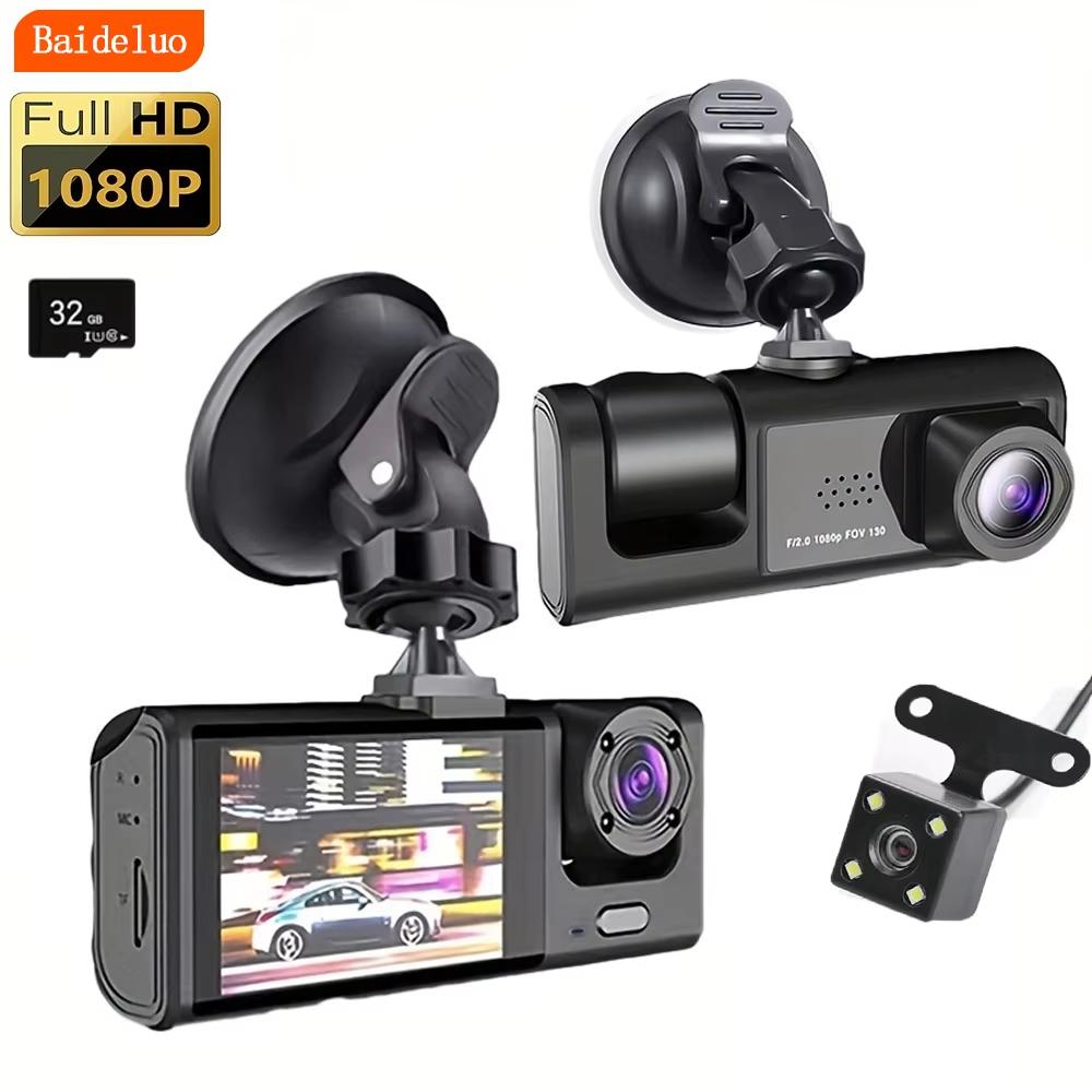 2025 Neu 3-Kanal Mini Auto DVR Dreiwege-Dashcam Innenraumkamera DVRs Recorder FHD 1080P Video Dashcam Camcorder Blackbox Registrator